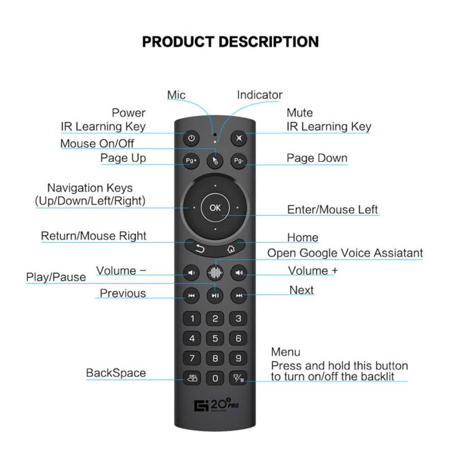 G20S Pro Voice Backlight Version 2.4G Air Mouse Remote Control, G20S Pro