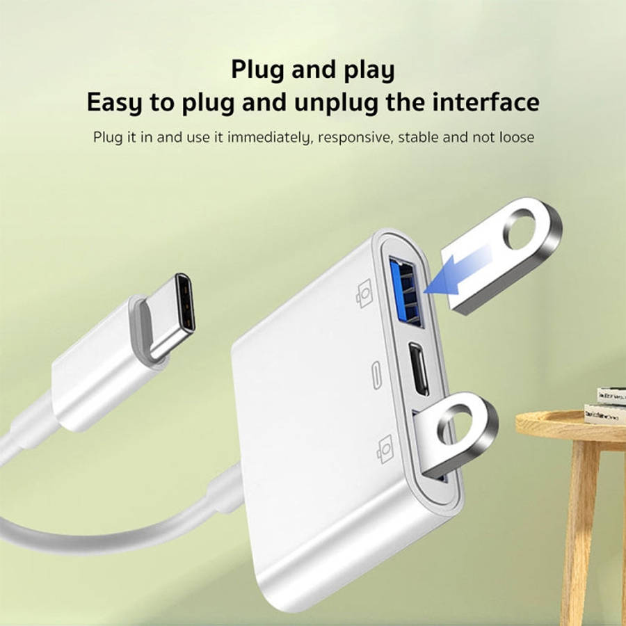 S-202 3 in 1 USB-C / Type-C Male to Type-C + 2 x USB Female Camera Adapter, S-202