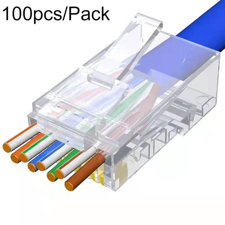 100pcs /Pack Cat6e Unshielded Pass Through RJ45 Connector Modular Plug, Cat6e UnShielded Pass Thr...