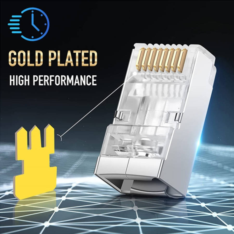 100pcs /Pack Cat6e Shielded Pass Through RJ45 Connector Modular Plug, Cat6e Shielded Pass Through