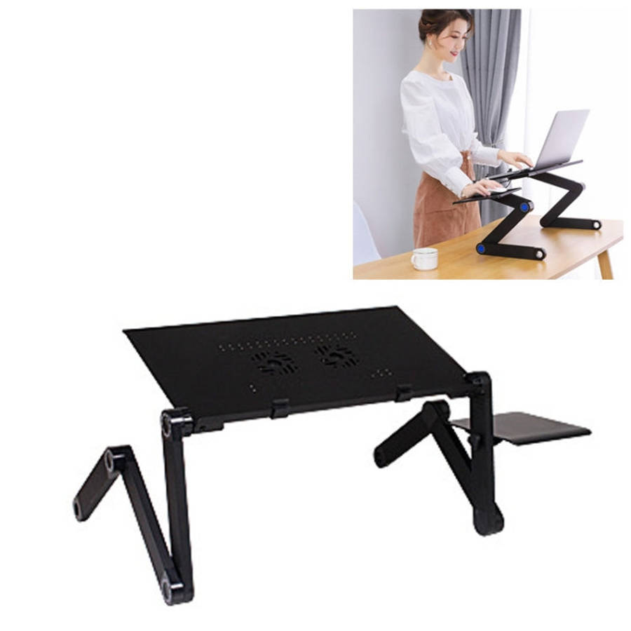 Portable 360 Degree Adjustable Foldable Aluminium Alloy Desk Stand with Double CPU Fans & Mouse P...