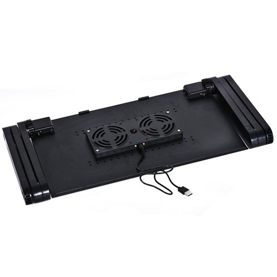 Portable 360 Degree Adjustable Foldable Aluminium Alloy Desk Stand with Double CPU Fans & Mouse P...