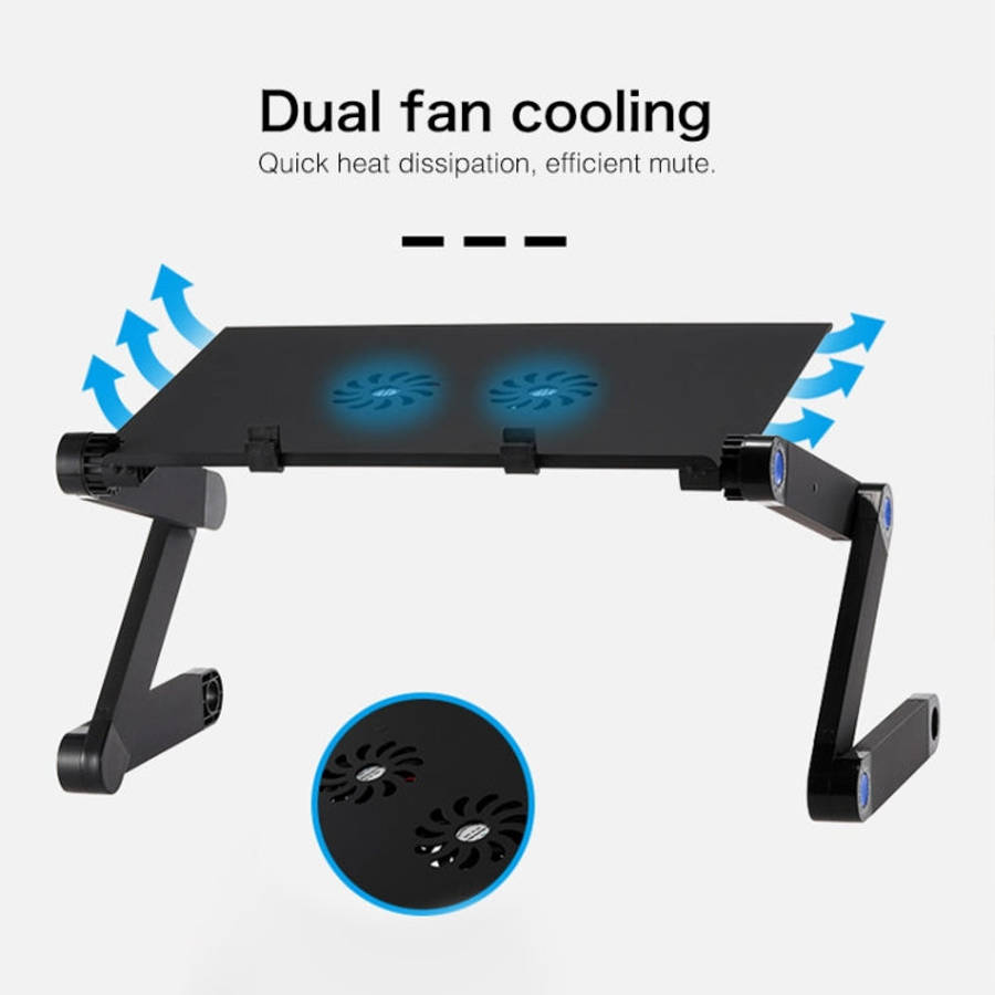 Portable 360 Degree Adjustable Foldable Aluminium Alloy Desk Stand with Double CPU Fans & Mouse P...