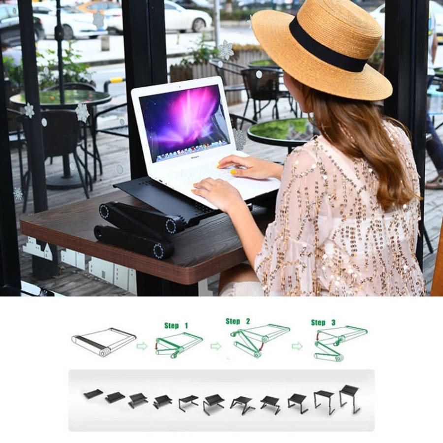 Portable 360 Degree Adjustable Foldable Aluminium Alloy Desk Stand with Double CPU Fans & Mouse P...