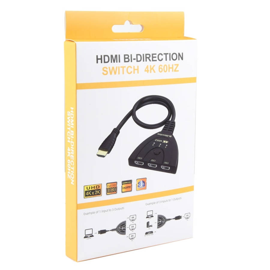 3 x 1 4K 60Hz HDMI Bi-Direction Switcher with Pigtail HDMI Cable, Bi-Direction
