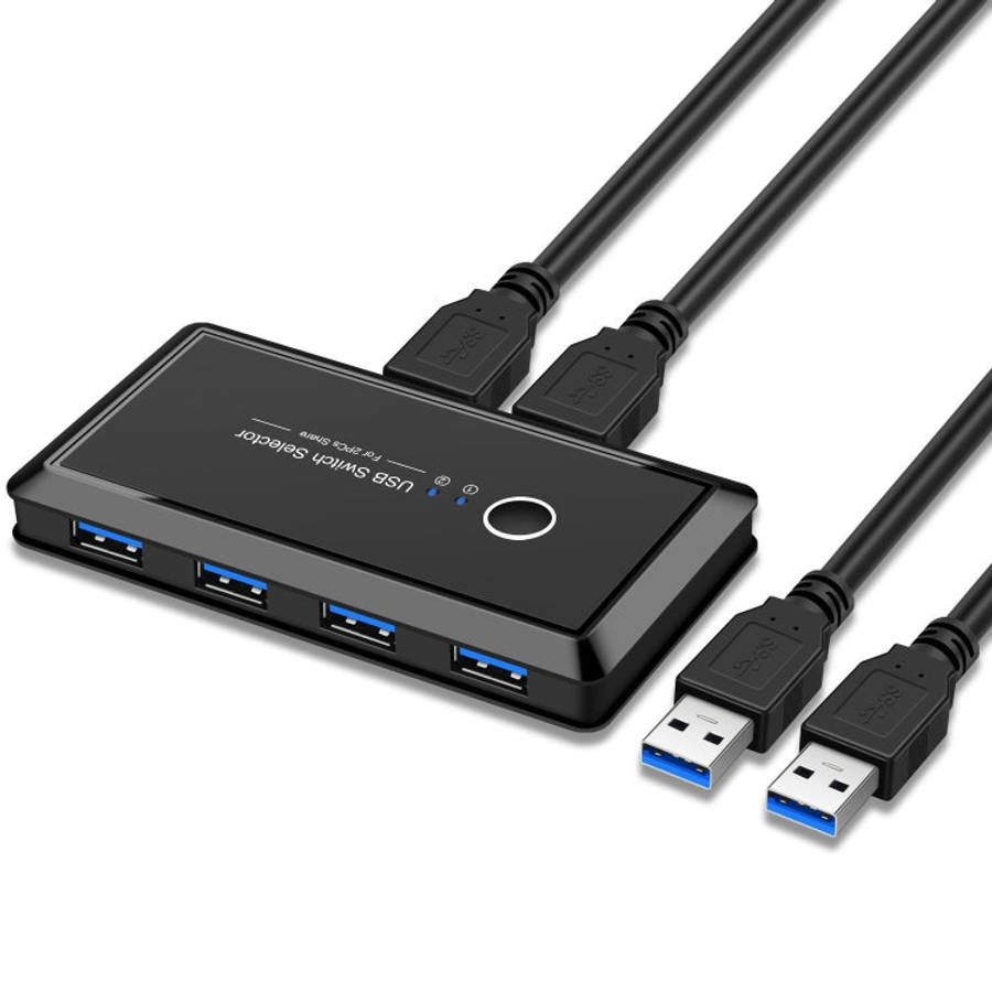 UK204V Drive-free USB 3.0 Switch Selector 2 USB Ports Sharing 4 USB Ports Switcher Adapter for Mo...
