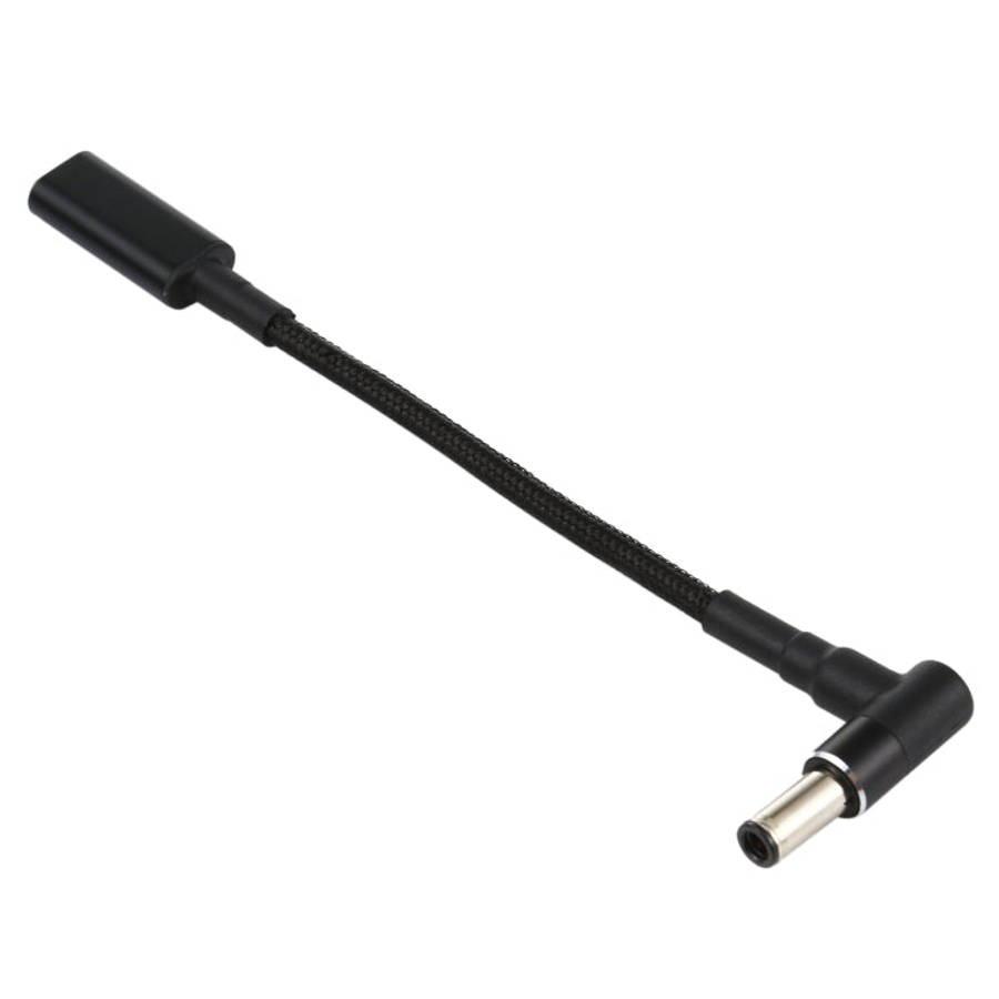 PD 100W 18.5-20V 6.0 x 0.6mm Elbow to USB-C / Type-C Adapter Nylon Braid Cable, 6.0 x 0.6mm