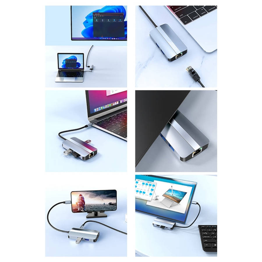 BYL-2203 6 in 1 USB-C / Type-C to USB Multifunctional Docking Station HUB Adapter, BYL-2203