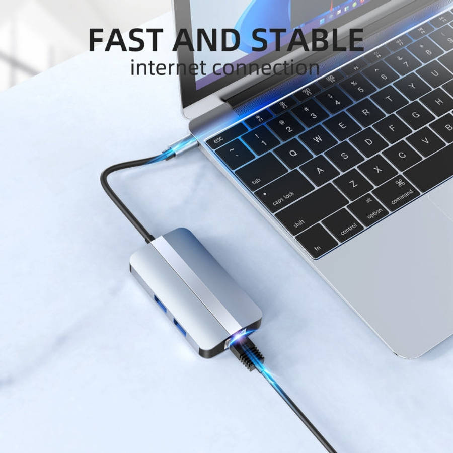 BYL-2203 6 in 1 USB-C / Type-C to USB Multifunctional Docking Station HUB Adapter, BYL-2203