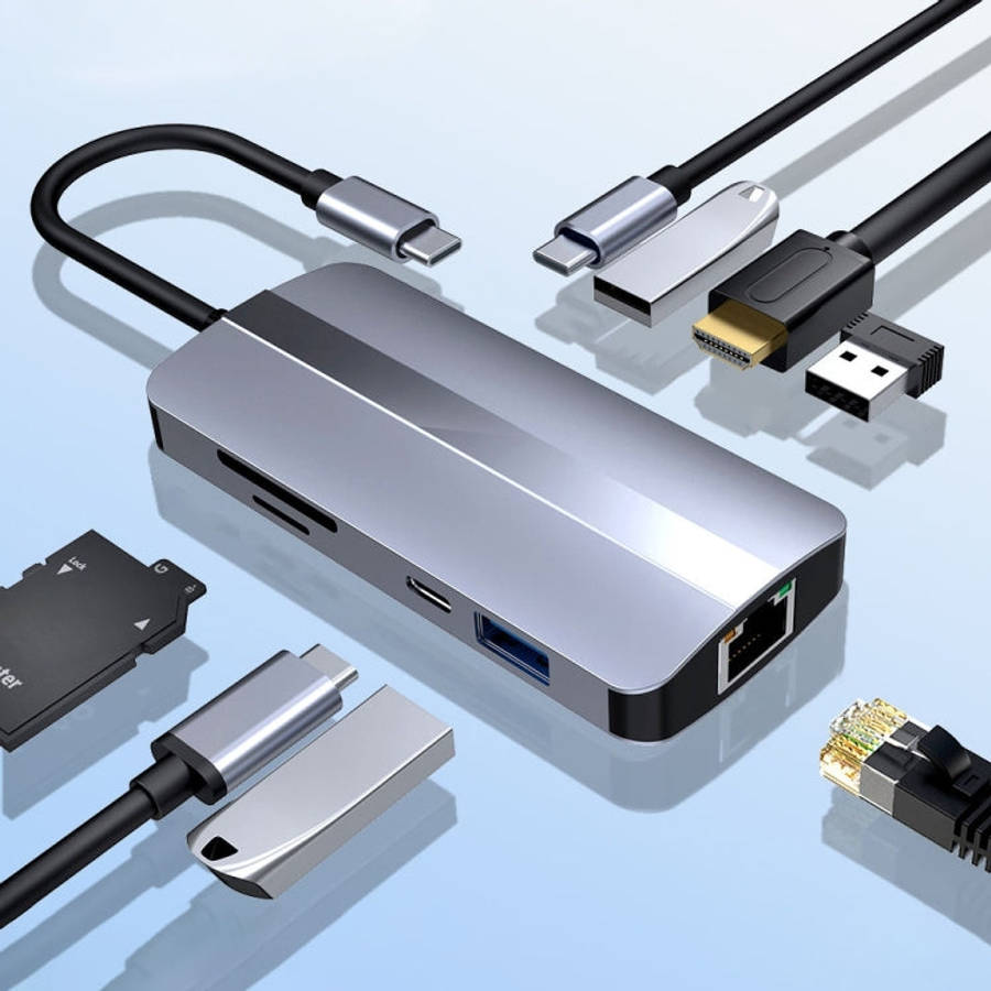 BYL-2206 9 in 1 USB-C / Type-C to USB Multifunctional Docking Station HUB Adapter, BYL-2206