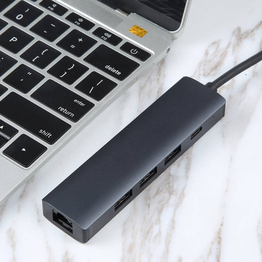 BYL-2302 5 in 1 USB-C / Type-C to USB Multifunctional Docking Station HUB Adapter with 1000M Netw...