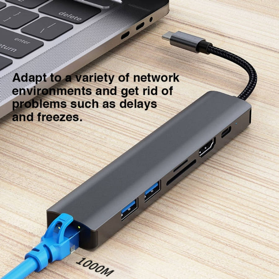 BYL-2303 7 in 1 USB-C / Type-C to USB Multifunctional Docking Station HUB Adapter, BYL-2303