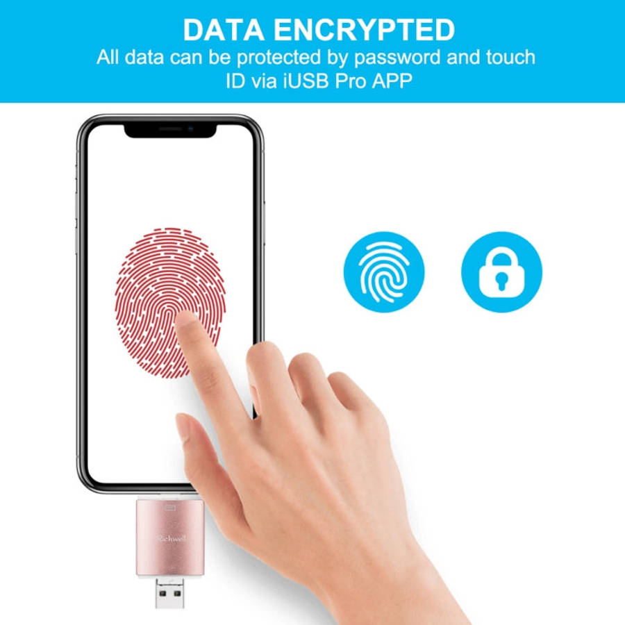Richwell 3 in 1 128G Type-C + 8 Pin + USB 3.0 Metal Double Cover Push-pull Flash Disk with OTG Fu...
