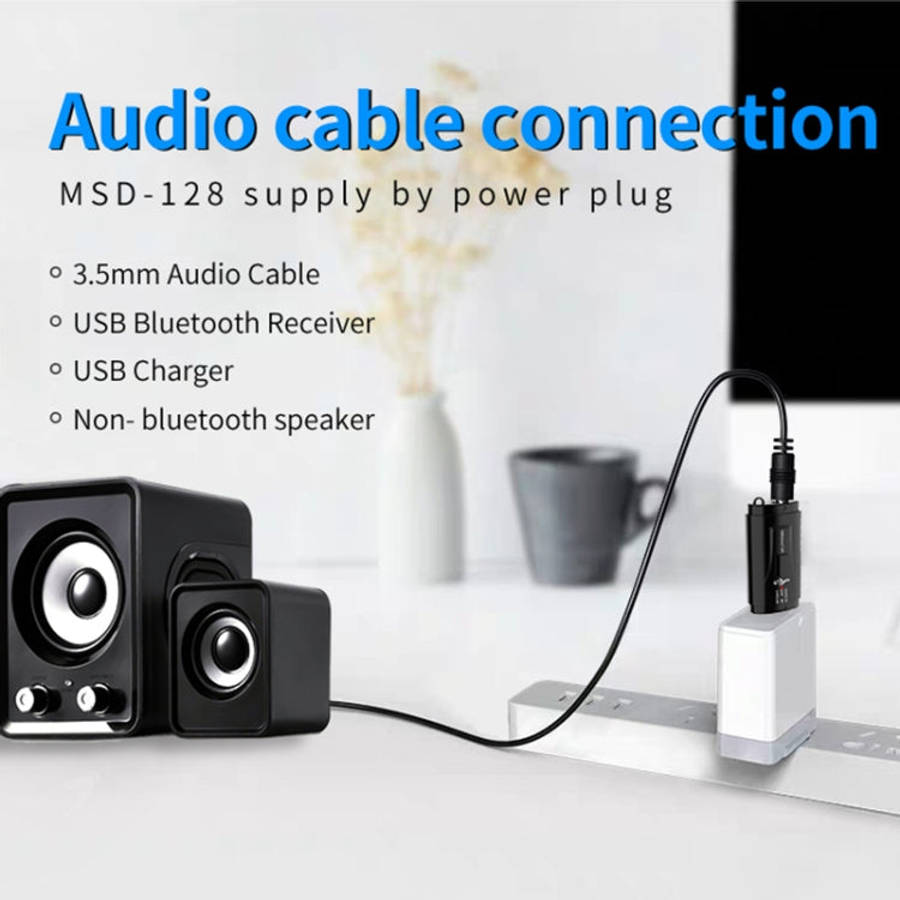 MSD128 2 in 1 USB Car Bluetooth Hands-free Call FM Transmitter with 3.5mm AUX Interface, MSD128
