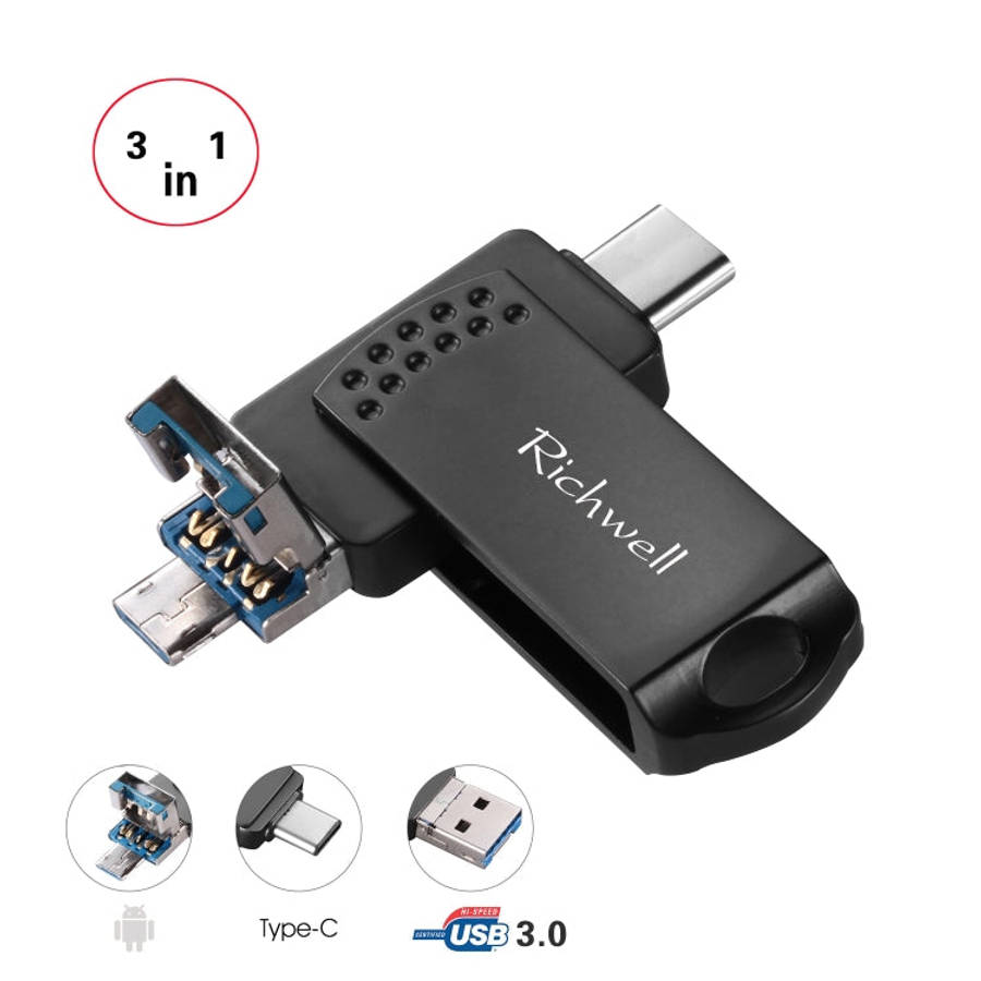 Richwell 3 in 1 16G Type-C + Micro USB + USB 3.0 Metal Flash Disk with OTG Function