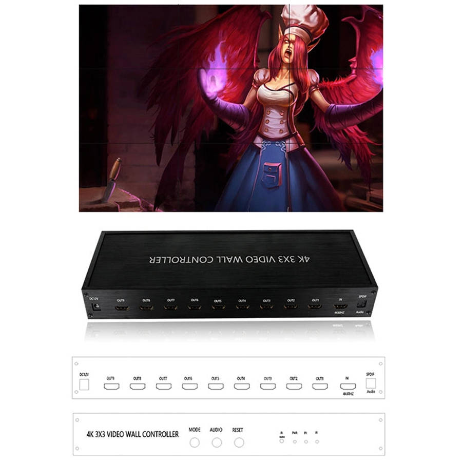 NK-BT88 4K 3X3 HDMI Video Wall Controller Multi-screen Splicing Processor with Remote Controller,...