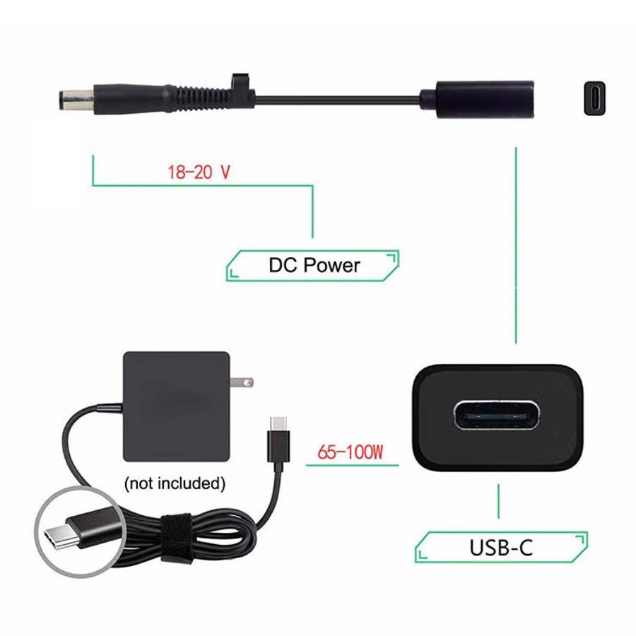 DP USB-C / Type-C to 7.4 x 0.6mm Power Adapter Charger Cable for HP, 2.4 x 0.6mm