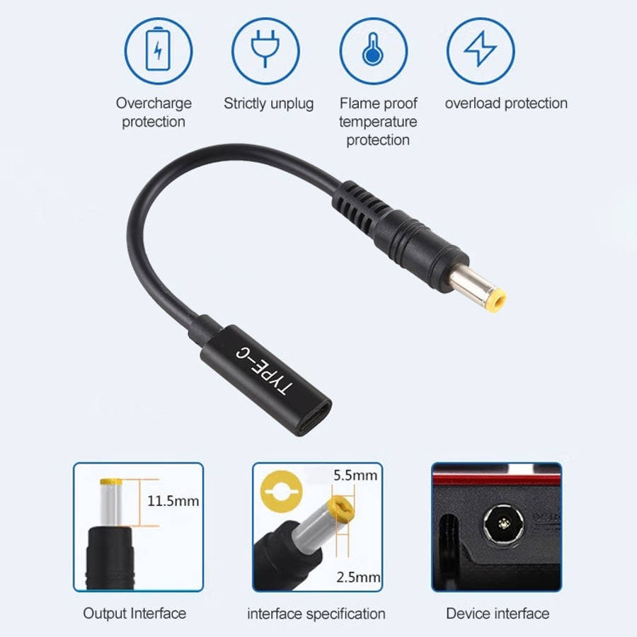 DP USB-C / Type-C to 5.5 x 2.5mm Power Adapter Charger Cable, 5.5 x 2.5mm