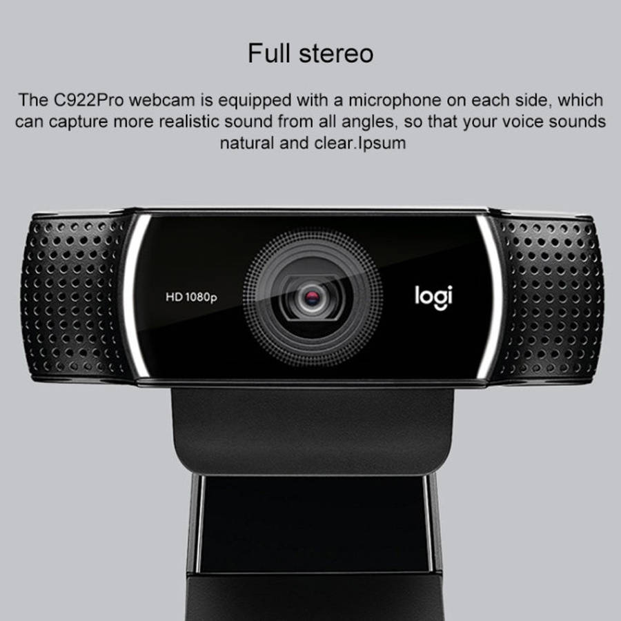 Logitech C922 HD 1080P Auto Focus Webcam with 2 Omnidirectional Microphones