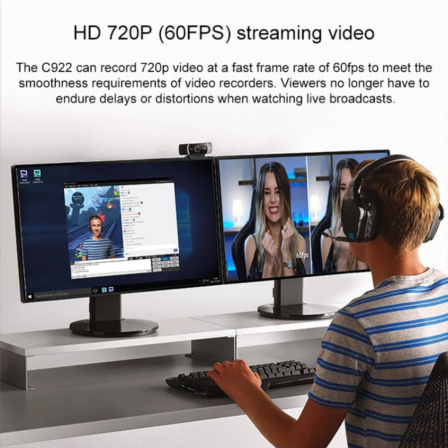 Logitech C922 HD 1080P Auto Focus Webcam with 2 Omnidirectional Microphones