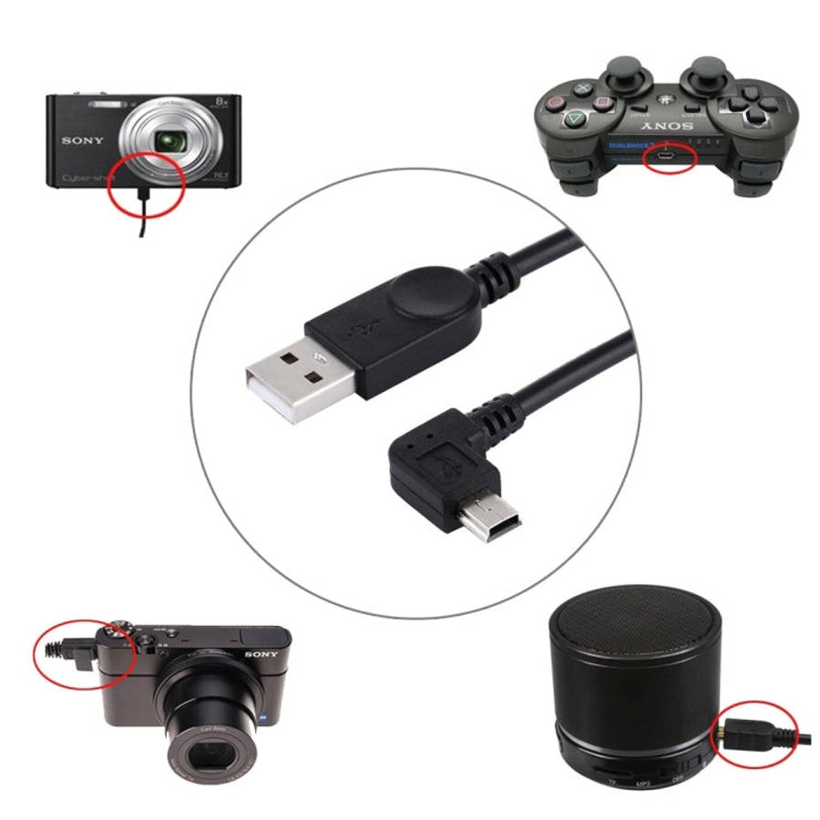 90 Degree Angle Left Mini USB to USB Data / Charging Cable, Length: 28cm, Left Angle Mini USB