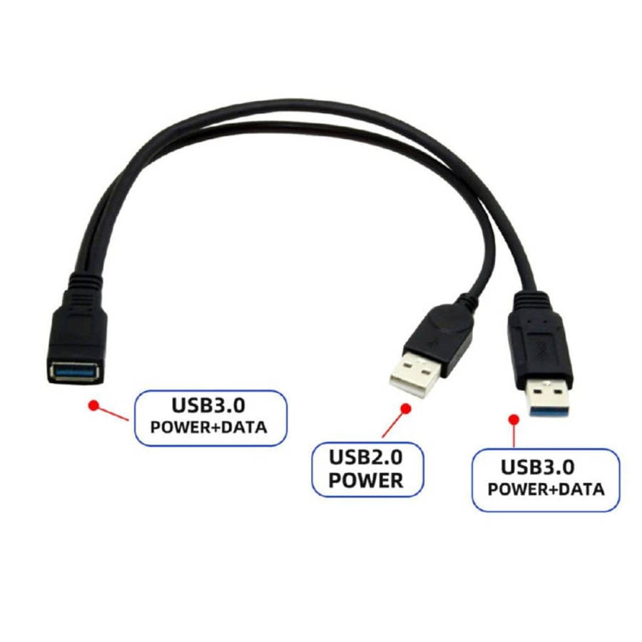 2 in 1 USB 3.0 Female to USB 2.0 + USB 3.0 Male Cable for Computer / Laptop, Length: 29cm, USB 3....