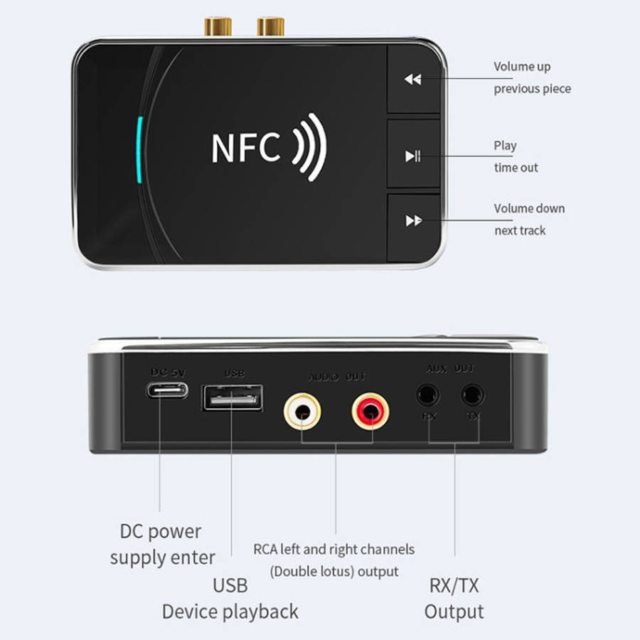 N100 NFC Desktop Bluetooth 5.0  Receiver & Transmitter Car Bluetooth Speaker Audio Adapter, N100