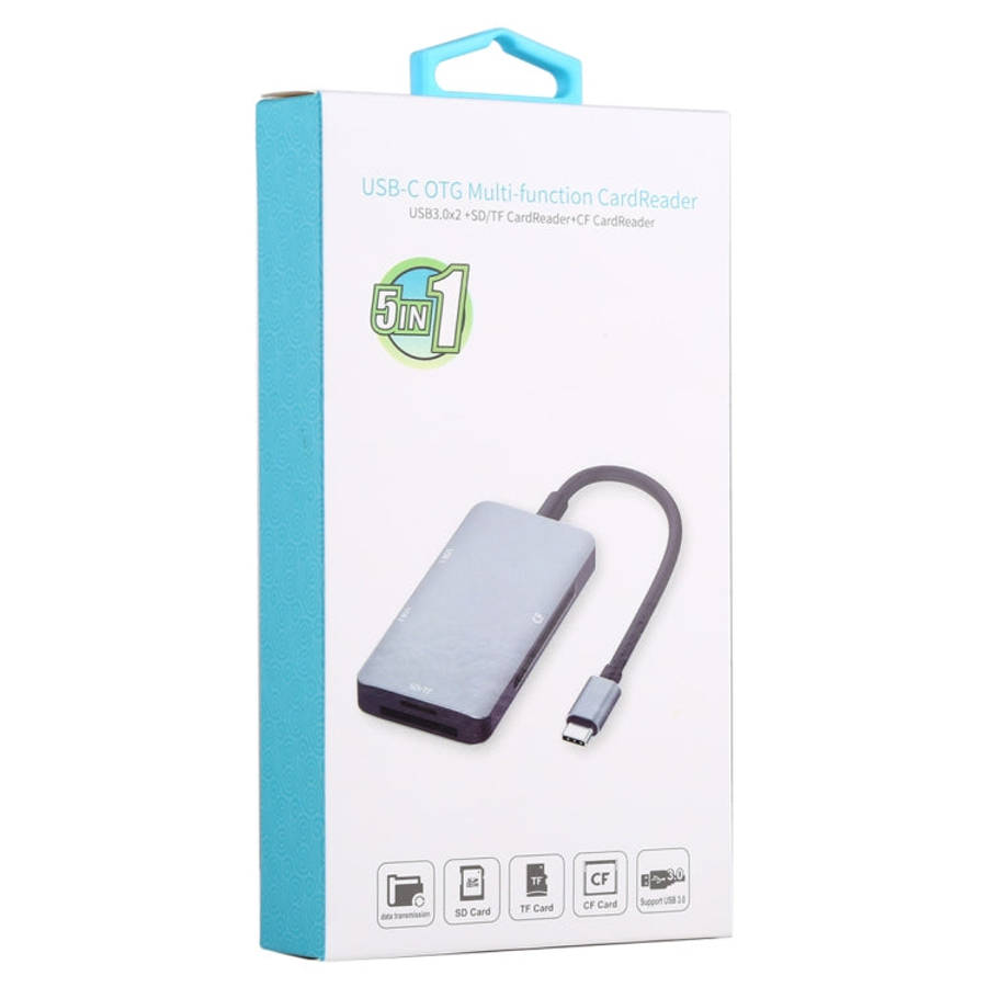 5 In 1 Dual USB 3.0 + CF + TF + SD Multi-function USB-C OTG Card Reader, 5 In 1 USB-C OTG