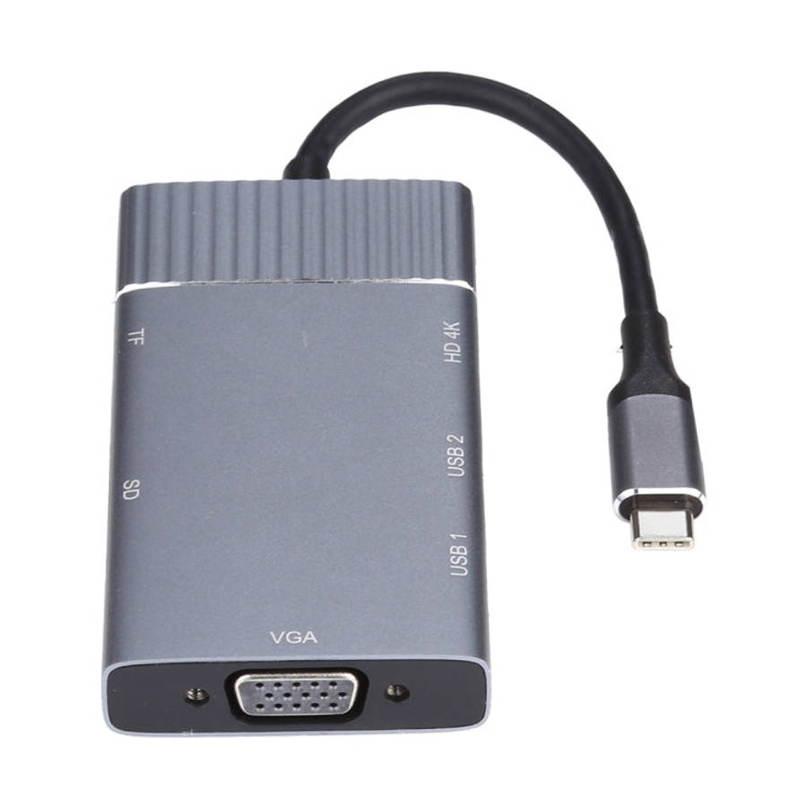 7 In 1 Dual USB 3.0 + TF/SD + HDMI/VGA + 3.5mm Jack + Type-C / USB-C Multi-function USB-C Dock St...