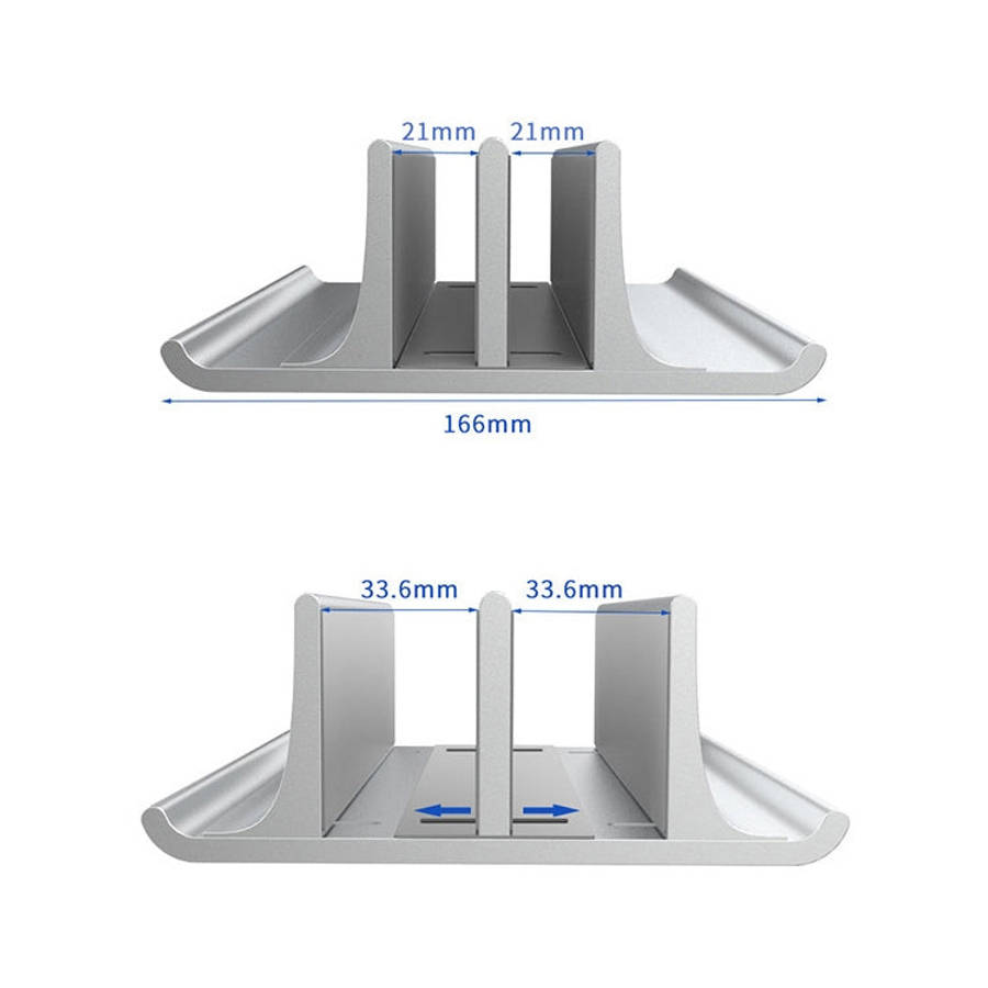 Universal Portable Aluminum Alloy Double Slot Width Adjustable Laptop Vertical Storage Stand Base...