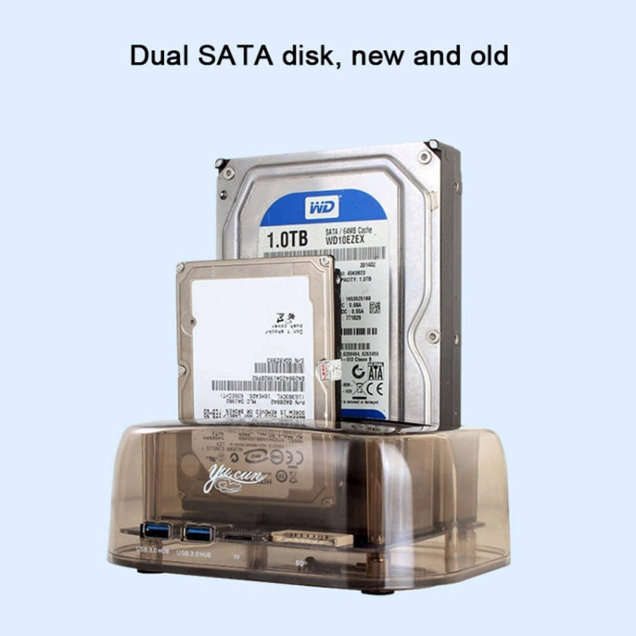 2.5 / 3.5 inch USB3.0 Dual SATA HDD Enclosure with HUB & OTB Function, The Maximum Support Capaci...