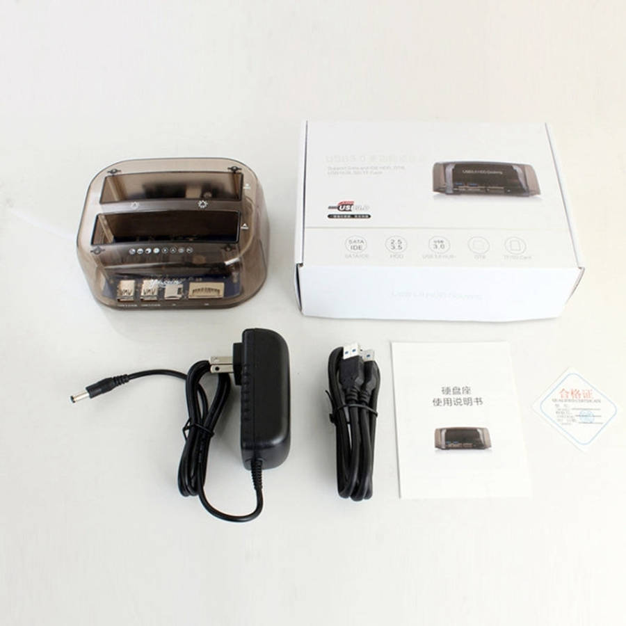 2.5 / 3.5 inch USB3.0 Dual SATA HDD Enclosure with HUB & OTB Function, The Maximum Support Capaci...