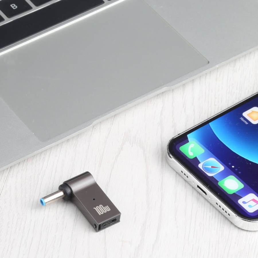 100W USB-C / Type-C Female to DC 4.5x3.0mm Male Computer Charging Adapter for HP, Type-C to DC 4....