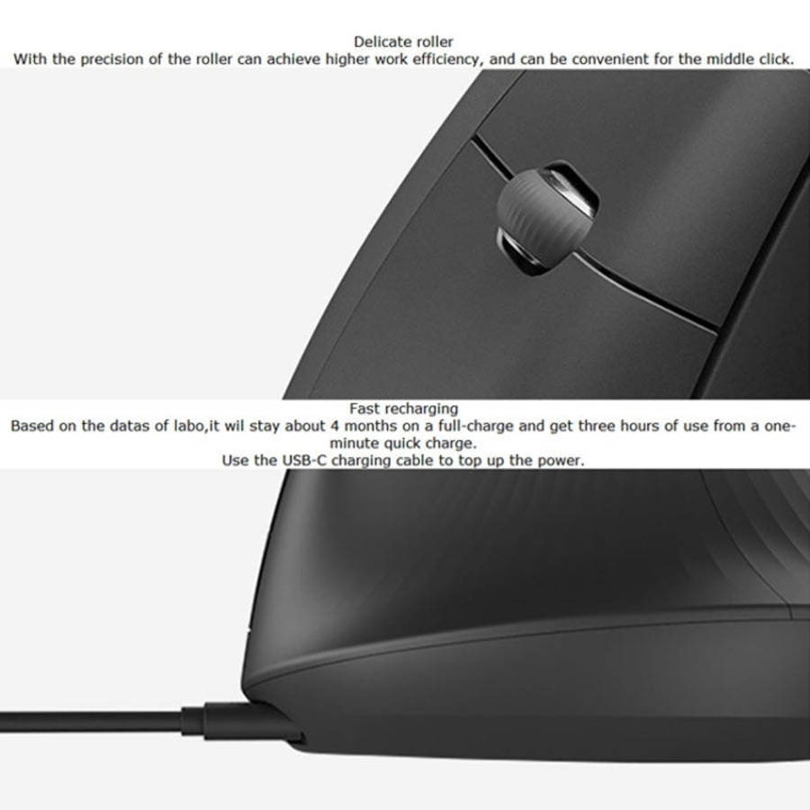 Logitech MX Vertical 4000DPI USB-C / Type-C + Unifying + Bluetooth Three-mode Ergonomic Wireless ...