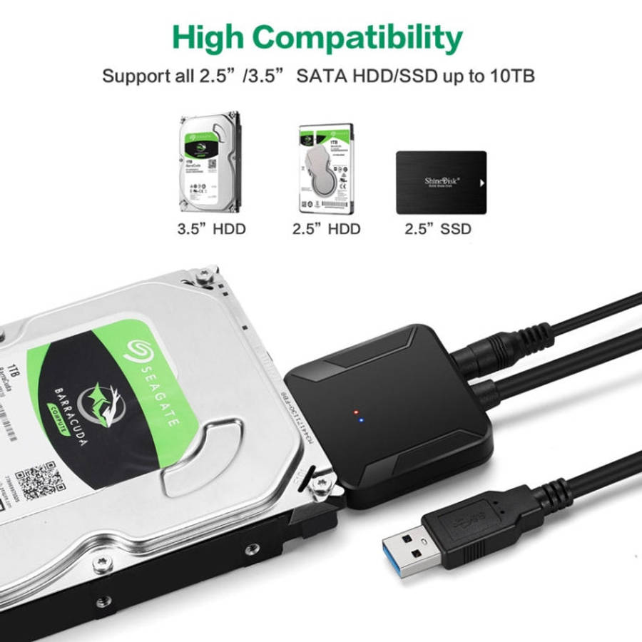 Professional SATA to USB 3.0 Cable Adapter 2.5 / 3.5 inch SSD Hard Drive Expanding Connector, 2.5...