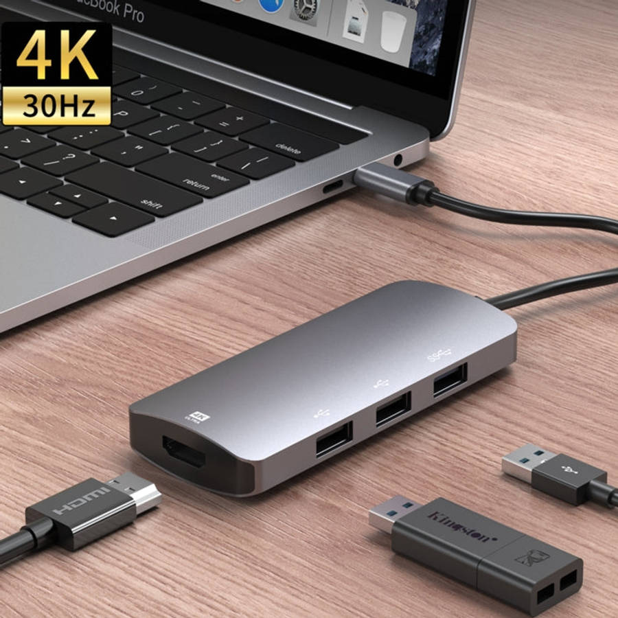 UC912 4 in 1 4K 30Hz USB 3.0 + 2 x USB 2.0 to USB-C / Type-C Multifunctional HUB Adapter, UC912 U...