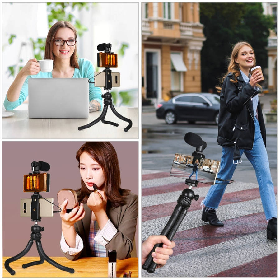 PULUZ Mini Octopus Flexible Tripod Holder with Ball Head & Phone Clamp + Tripod Mount Adapter & L...