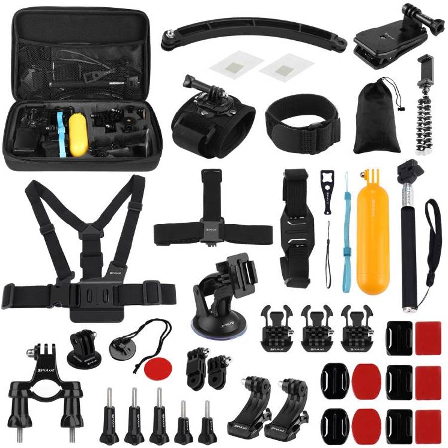 PULUZ 50 in 1 Accessories Total Ultimate Combo Kits with EVA Case (Chest Strap + Suction Cup Moun...