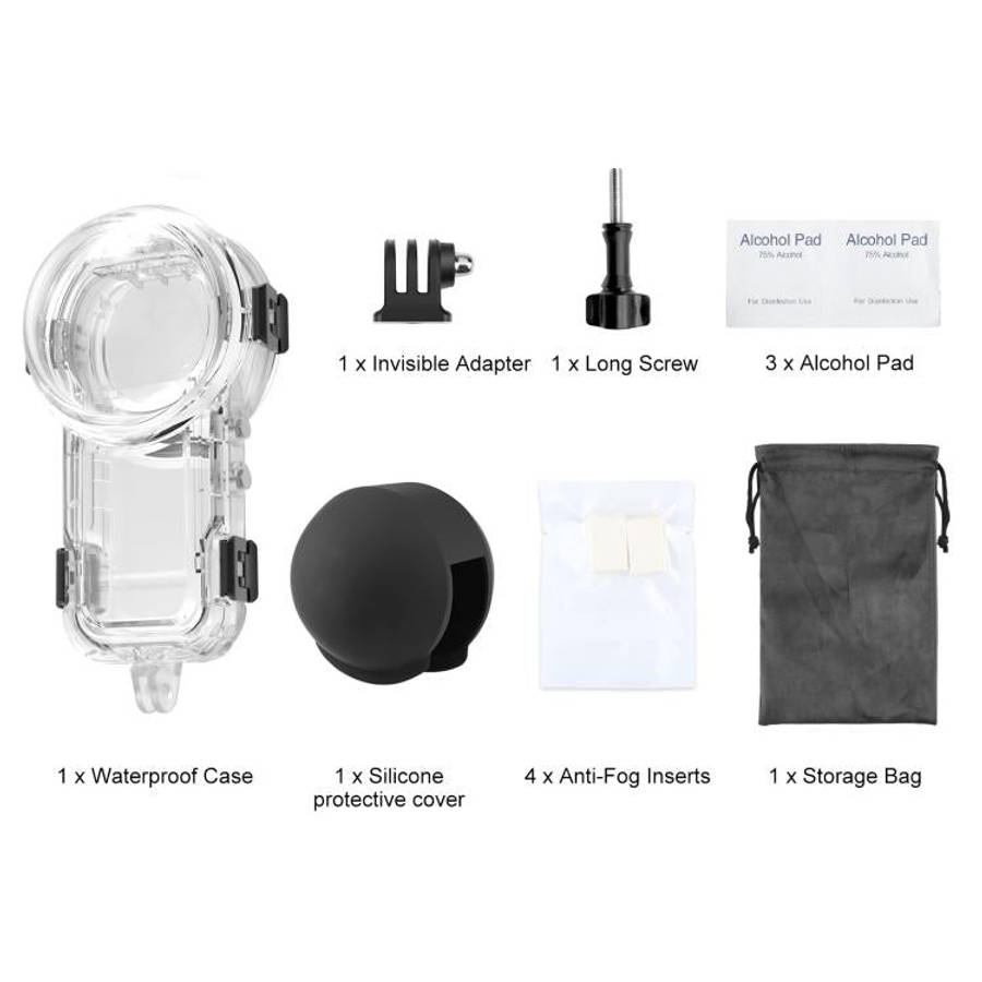 For Insta360 X5 PULUZ 60m Waterproof Sealed Diving Case with Silicone Lens Cover, Diving Case wit...