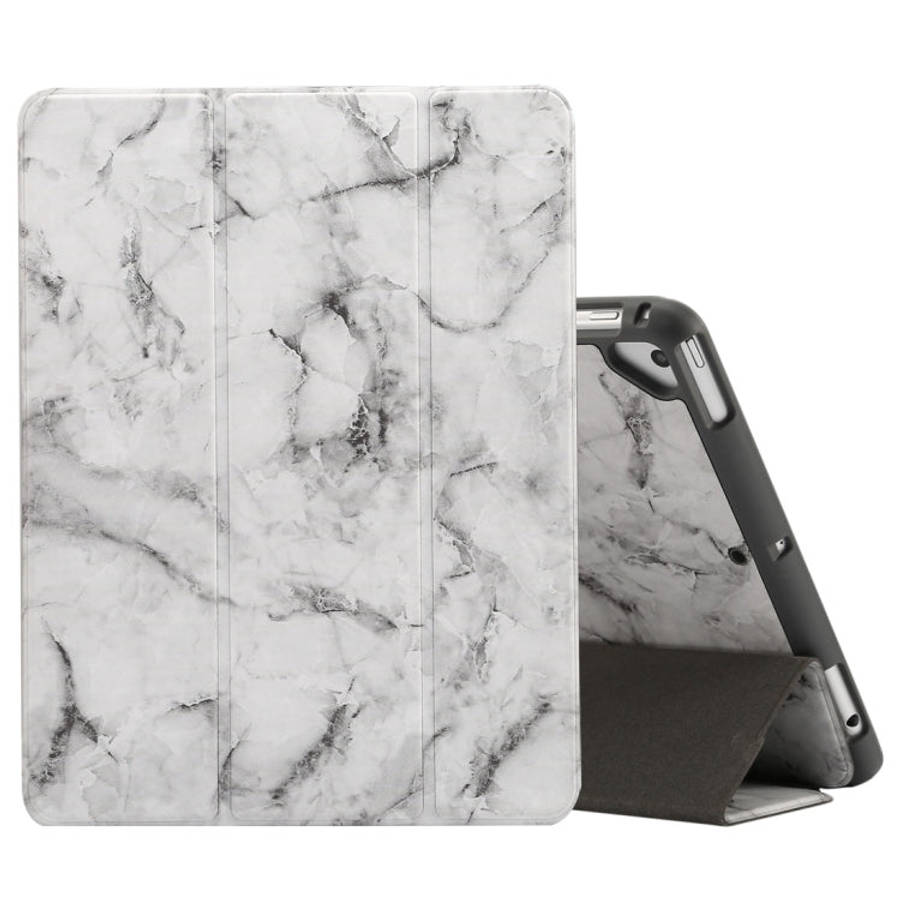 Marble Texture Pattern Horizontal Flip Case for iPad 9.7 (2018) , with Three-folding Holder & Pen...