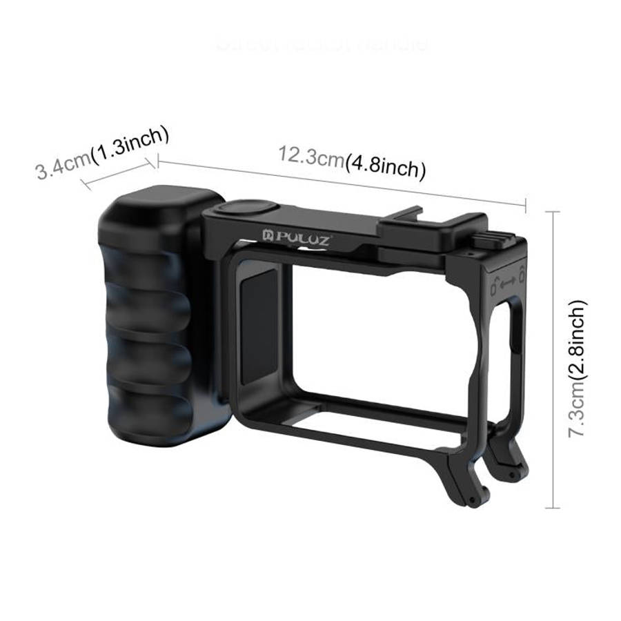 For DJI Osmo Action 6 PULUZ Street Photography Handle Ergonomic Hand Grip Cage Frame with Cold Sh...