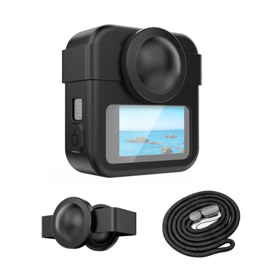 For GoPro MAX2 PULUZ Body Silicone Protective Case with Dual Lens Caps Cover & Strap, Body Case w...
