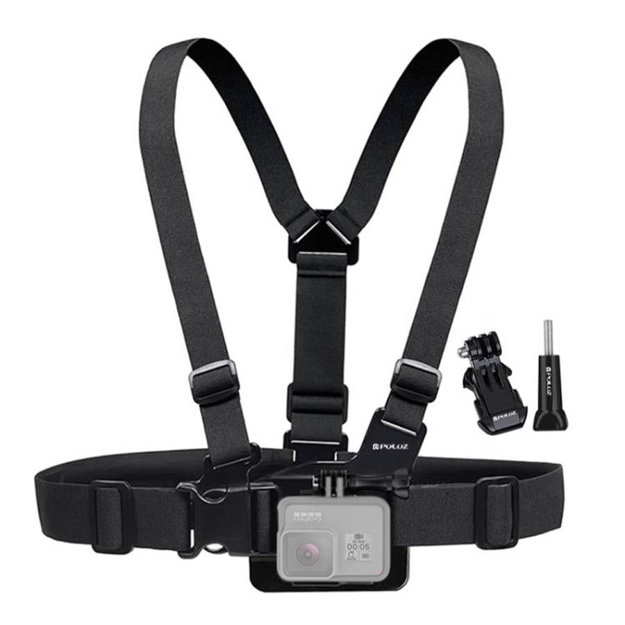 PULUZ Adjustable Body Mount Belt Chest Strap with J Hook Mount & Long Screw for GoPro, Insta360, ...
