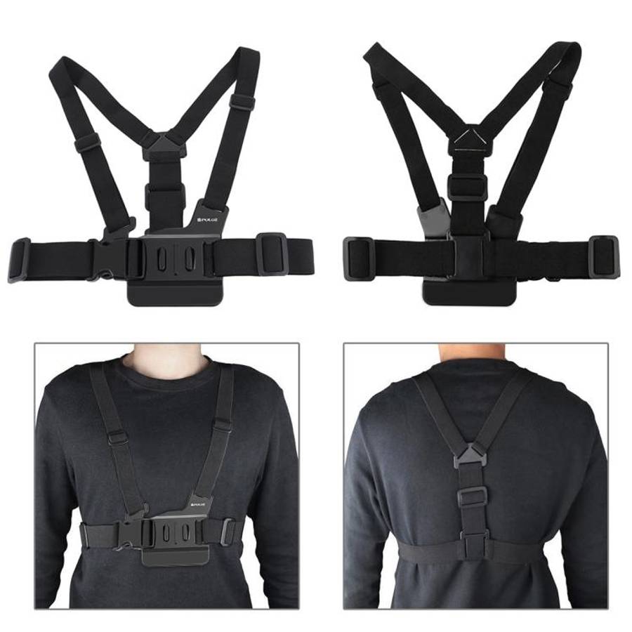 PULUZ Adjustable Body Mount Belt Chest Strap with J Hook Mount & Long Screw for GoPro, Insta360, ...