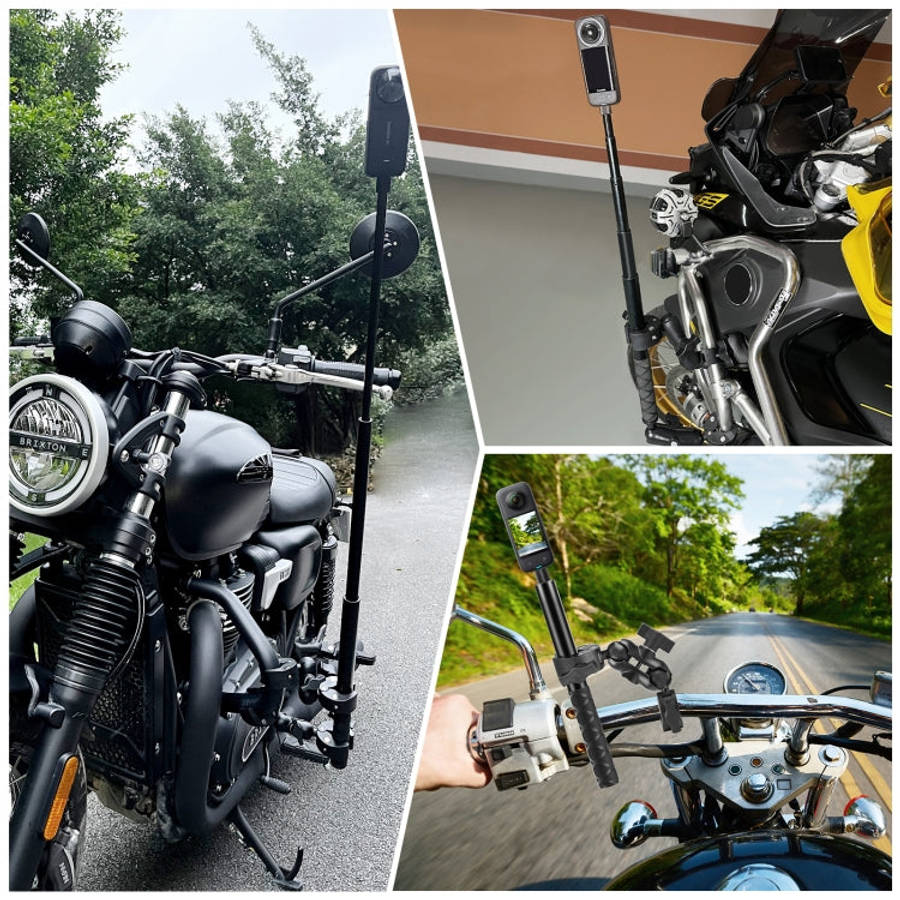 PULUZ Motorcycle Double Dual-heads Crabs Clamps Handlebar Fixed Mount 150cm Selfie Stick, Double ...