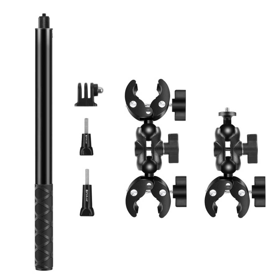 PULUZ Motorcycle Dual-heads Crab & Single Heads Clamps Handlebar Fixed Mount 150cm Selfie Stick, ...