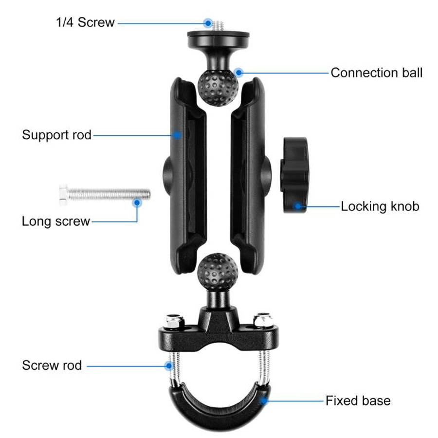 PULUZ Motorcycle Handlebar Fixed Mount U-Bolt Base Holder for DJI, Insta360, GoPro and Other Acti...