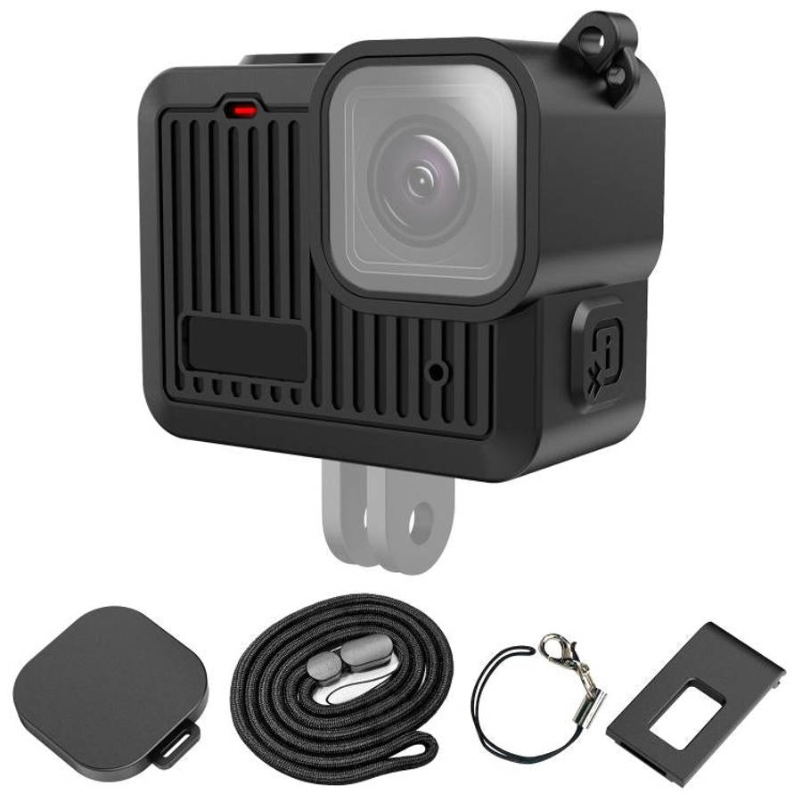 For GoPro HERO 2024 PULUZ Silicone Protective Case Side Interface Cover with Wrist Strap & Lens C...