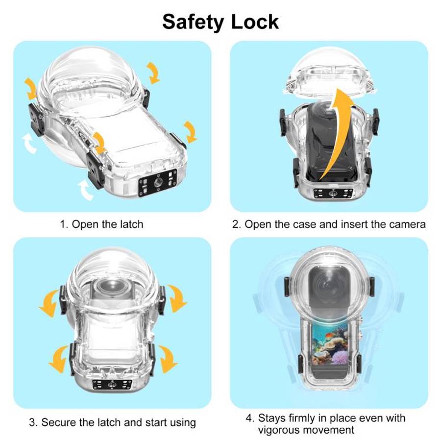 For Insta360 X5 PULUZ Quick Release 60m Waterproof Sealed Diving Case, Quick Release Diving Case