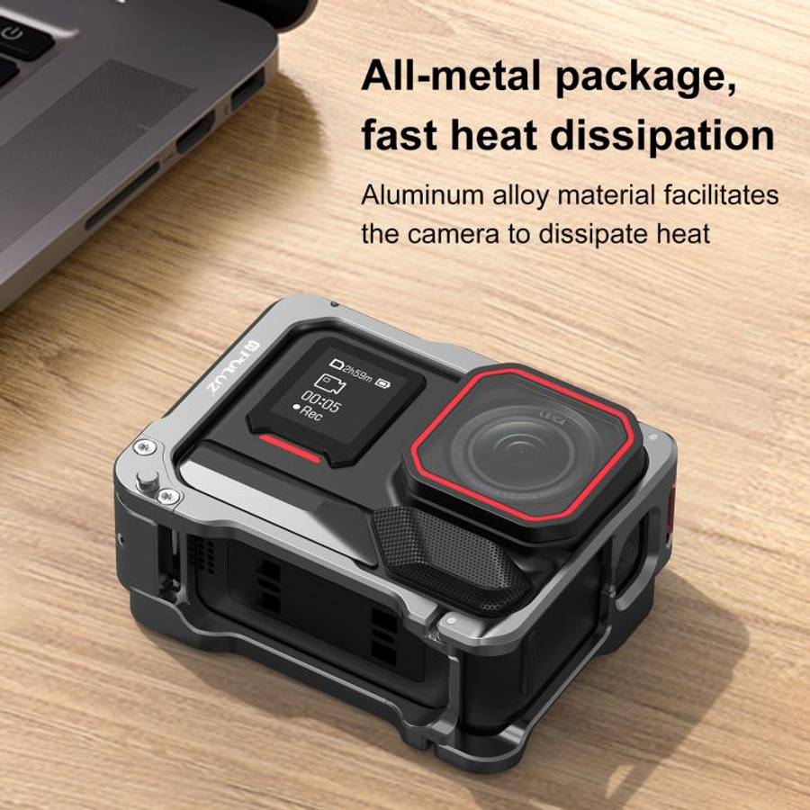 For Insta360 Ace Pro 2 PULUZ Aluminum Alloy Protective Cage Rig Dual Cold Shoe Housing Frame, For...